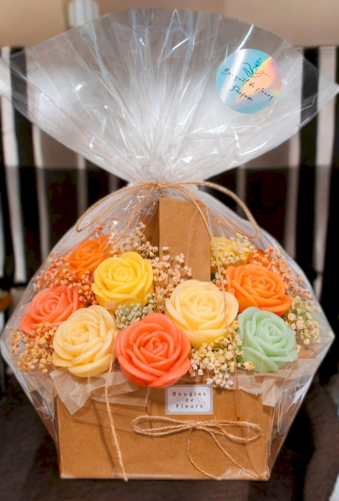 Artisan Flower Candle Bouquet Basket–Scented Collection