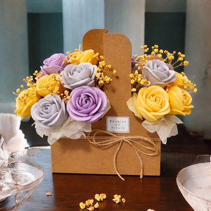Artisan Flower Candle Bouquet Basket–Scented Collection