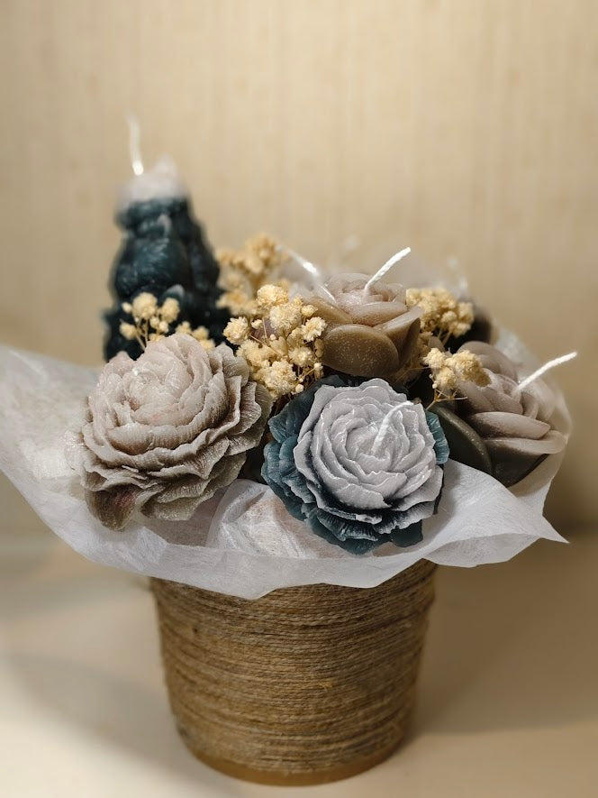 Soy Wax Candle Pot – Medium Flower Home Decor Gift