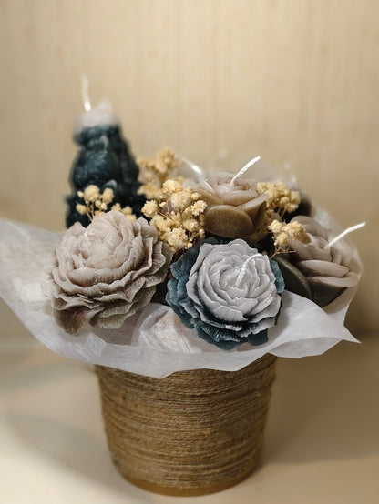 Soy Wax Candle Pot – Medium Flower Home Decor Gift