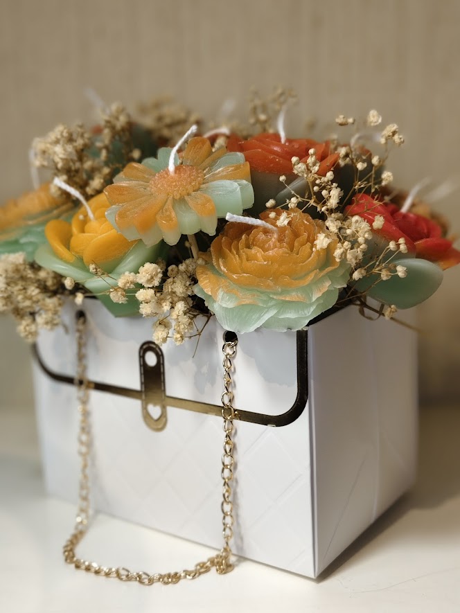 Candle Bouquet Flowers, Christmas Gift Candles, Decorative, cadeau surprise familly