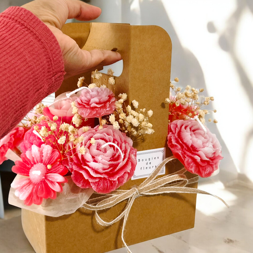 Candle bouquet of flowers, scented rose candles, birthday gift bouquet