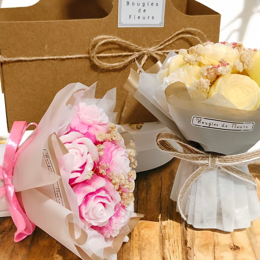 Candle bouquet of flowers, scented rose candles, birthday gift bouquet