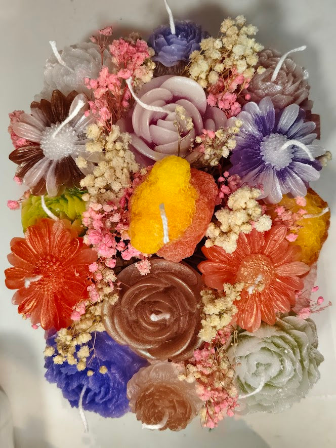 Medium Handcrafted Floral Candle Arrangement