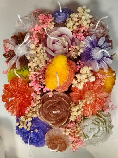 Medium Handcrafted Floral Candle Arrangement