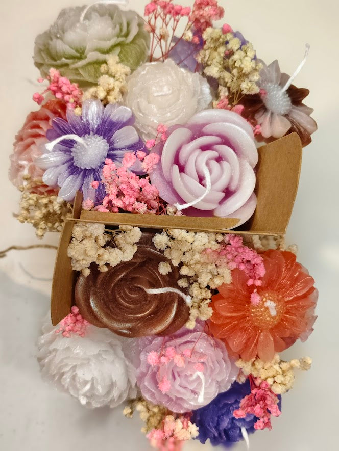 Candle bouquet of flowers, scented rose candles, birthday gift bouquet