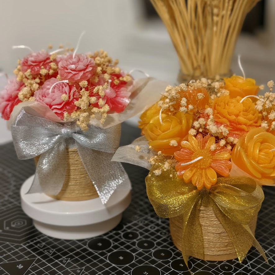 Soy Wax Candle Pot – Medium Flower Home Decor Gift