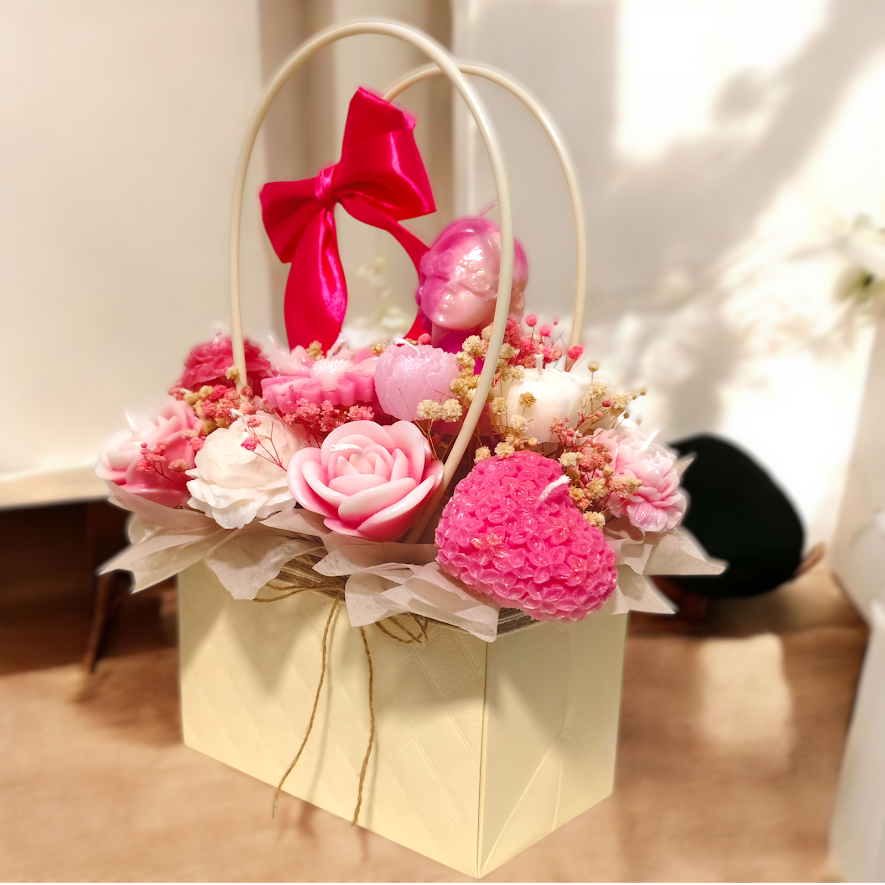 Medium Handcrafted Floral Candle Arrangement
