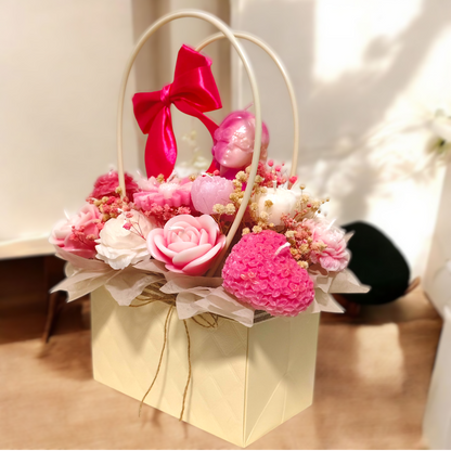 Medium Handcrafted Floral Candle Arrangement
