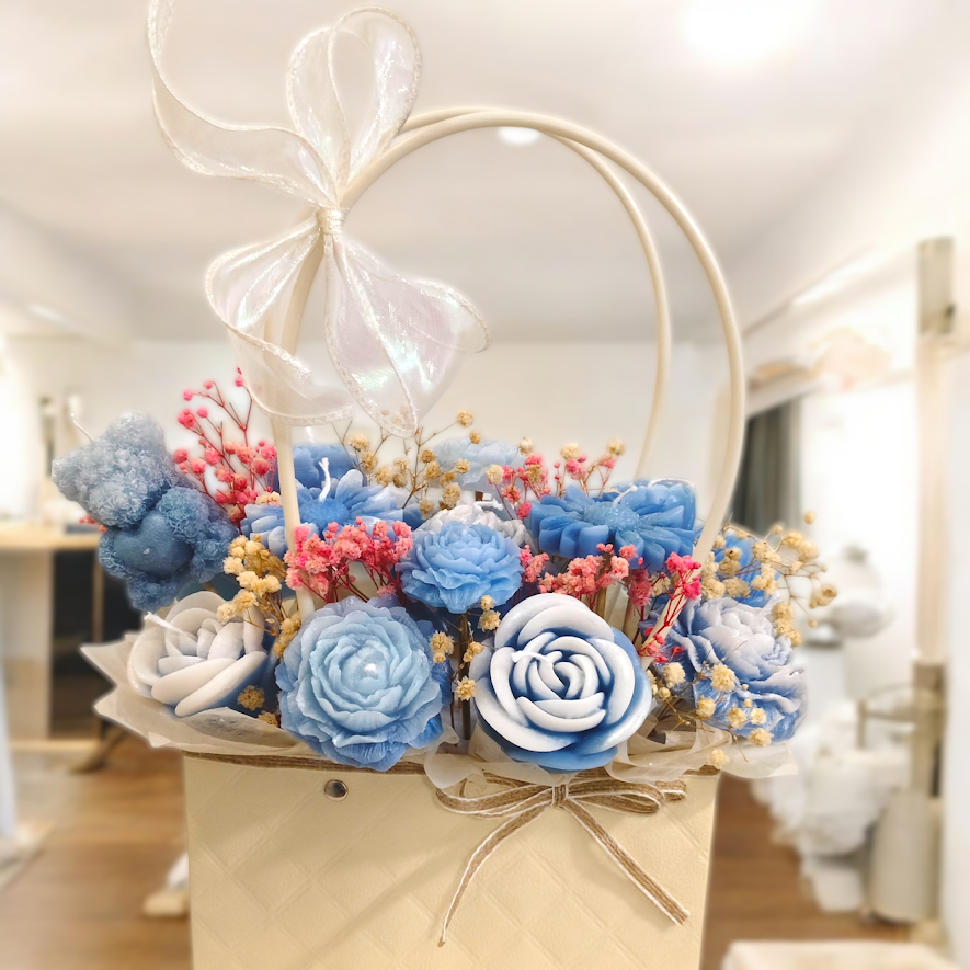 Medium Handcrafted Floral Candle Arrangement