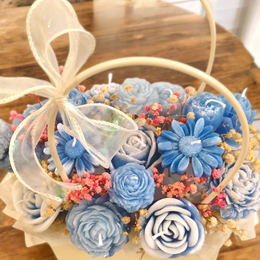 Medium Handcrafted Floral Candle Arrangement