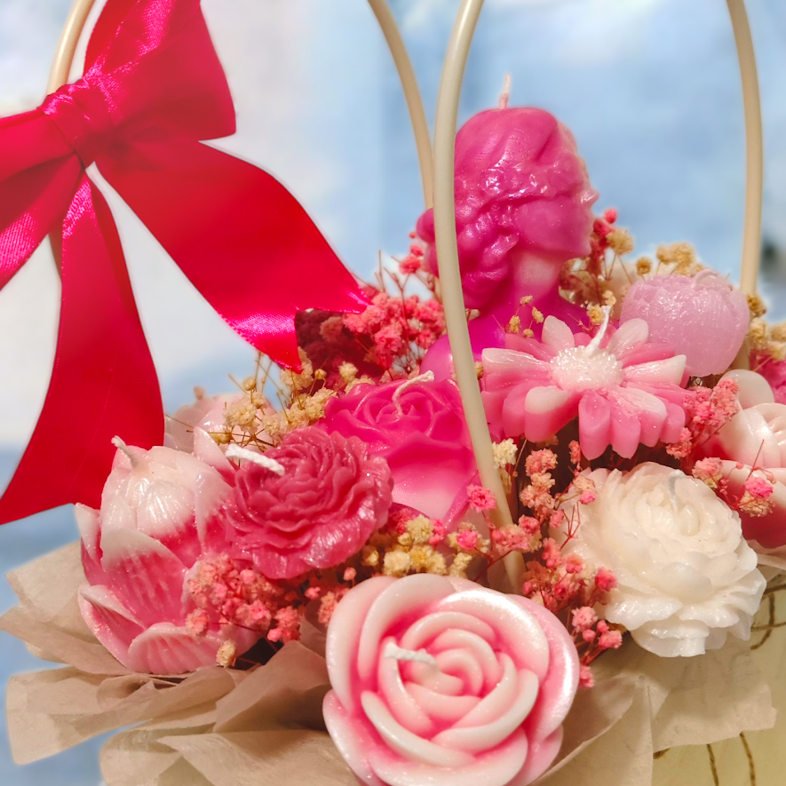 Medium Handcrafted Floral Candle Arrangement