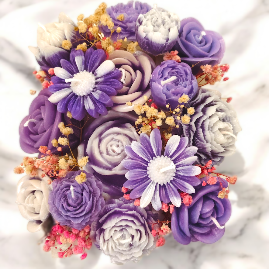 Medium Handcrafted Floral Candle Arrangement