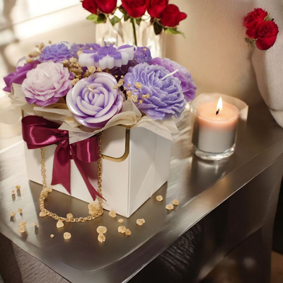 Candle Bouquet Flowers, Christmas Gift Candles, Decorative, cadeau surprise familly