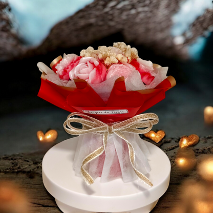 Mini Flower Bouquet and Scented Candle Surprise Gift for Family