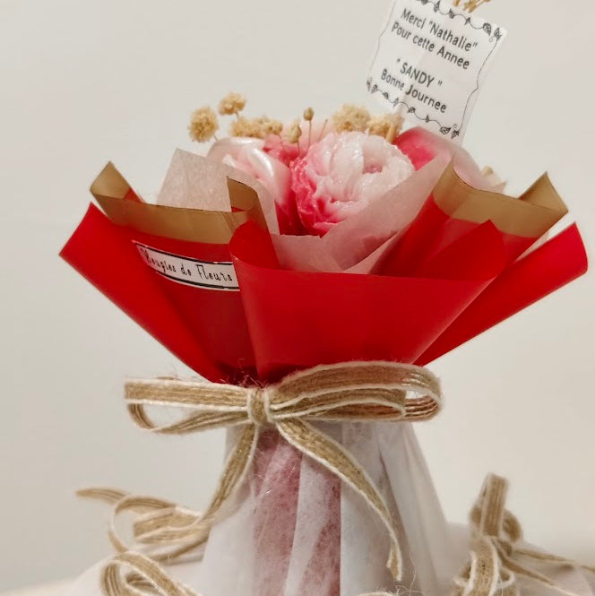 Mini Flower Bouquet and Scented Candle Surprise Gift for Family