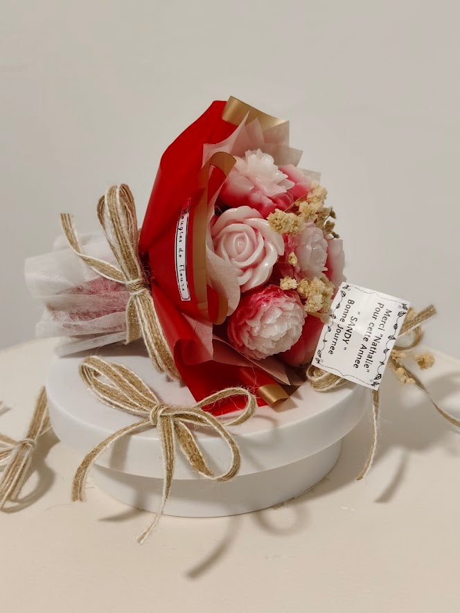 Mini Flower Bouquet and Scented Candle Surprise Gift for Family