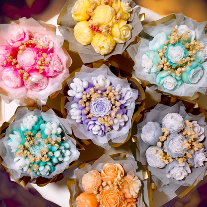 Mini Flower Bouquet and Scented Candle Surprise Gift for Family