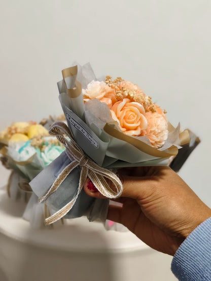 Mini Flower Bouquet and Scented Candle Surprise Gift for Family