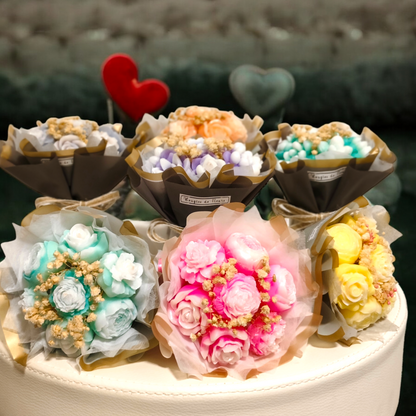 Mini Flower Bouquet and Scented Candle Surprise Gift for Family