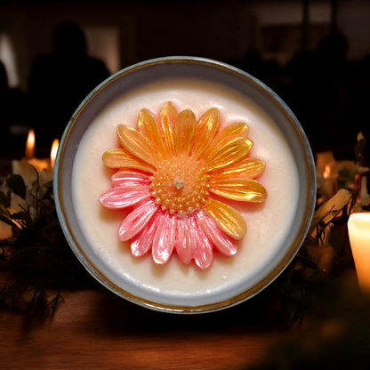 Daisy Flower Design Scented Jar Candle – Soy Wax