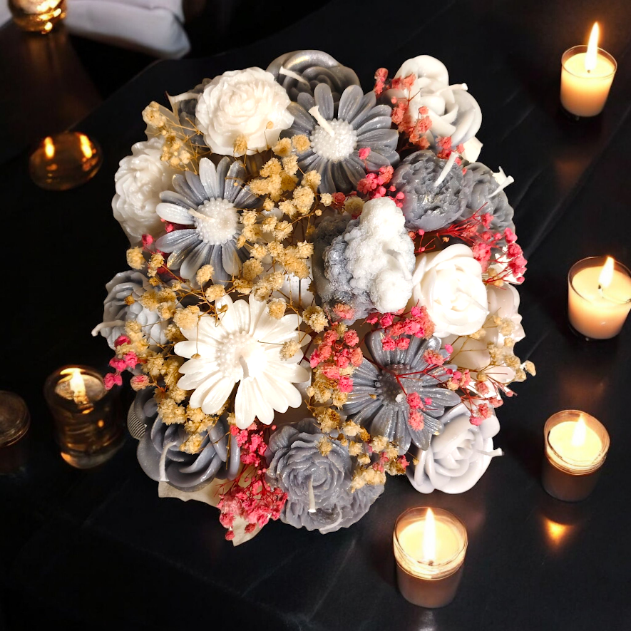 Candle Bouquet Flowers, Christmas Gift Candles, Decorative, cadeau surprise familly