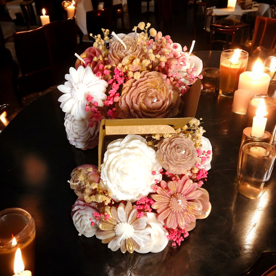 Candle bouquet of flowers, scented rose candles, birthday gift bouquet