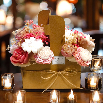 Candle bouquet of flowers, scented rose candles, birthday gift bouquet