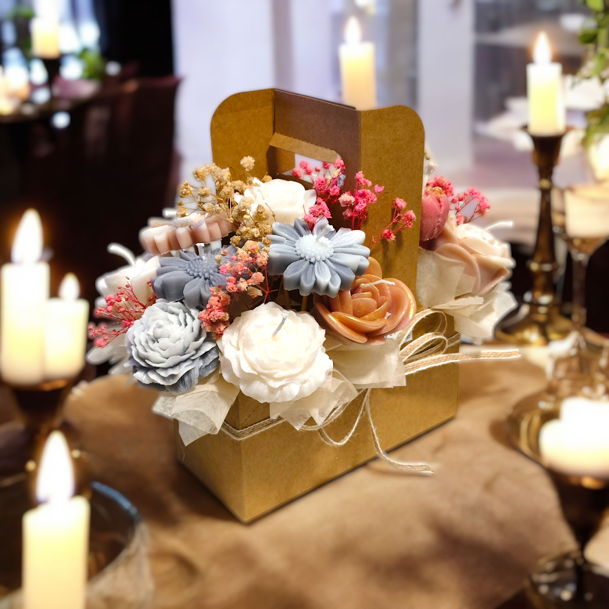 Candle bouquet of flowers, scented rose candles, birthday gift bouquet