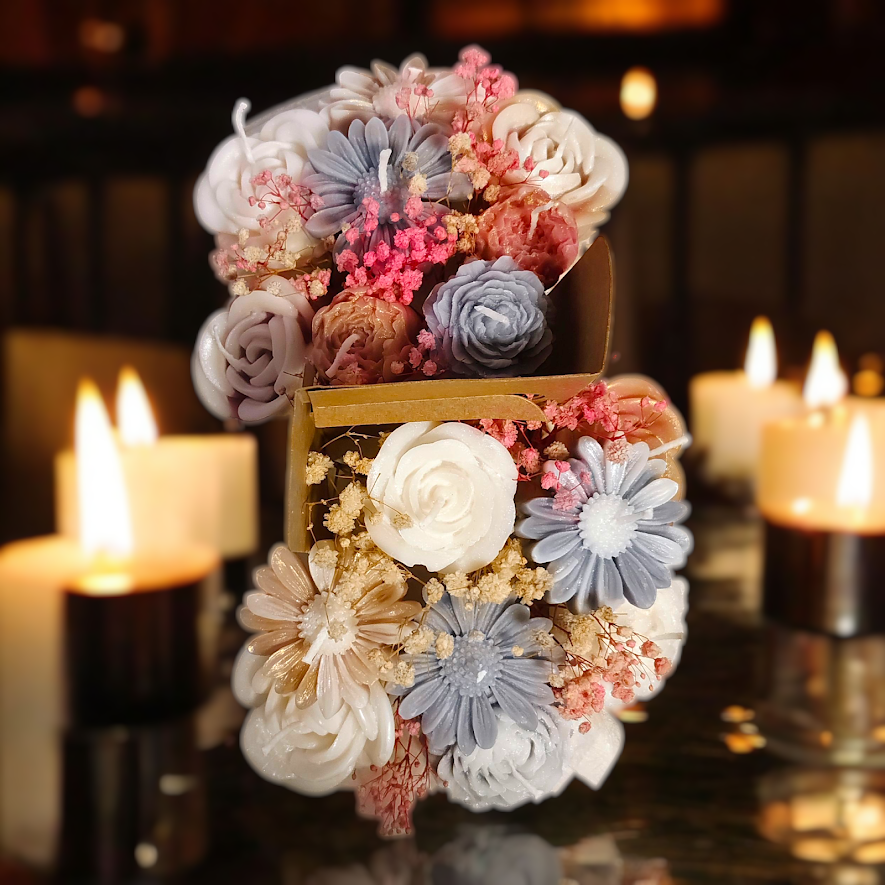 Candle bouquet of flowers, scented rose candles, birthday gift bouquet
