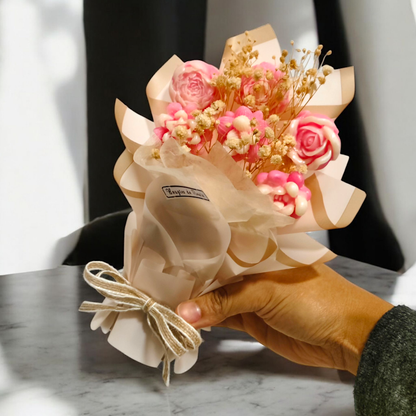 Mini Candle Flower Bouquet – Handmade Scented Gift