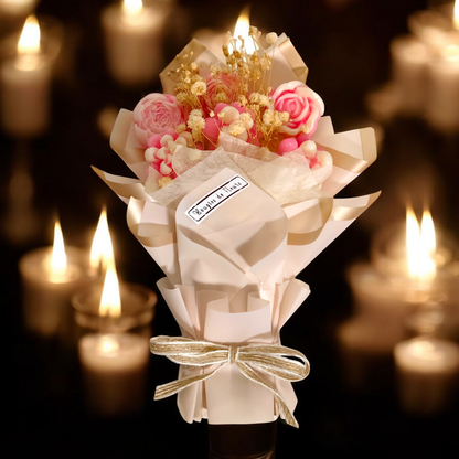 Mini Candle Flower Bouquet – Handmade Scented Gift