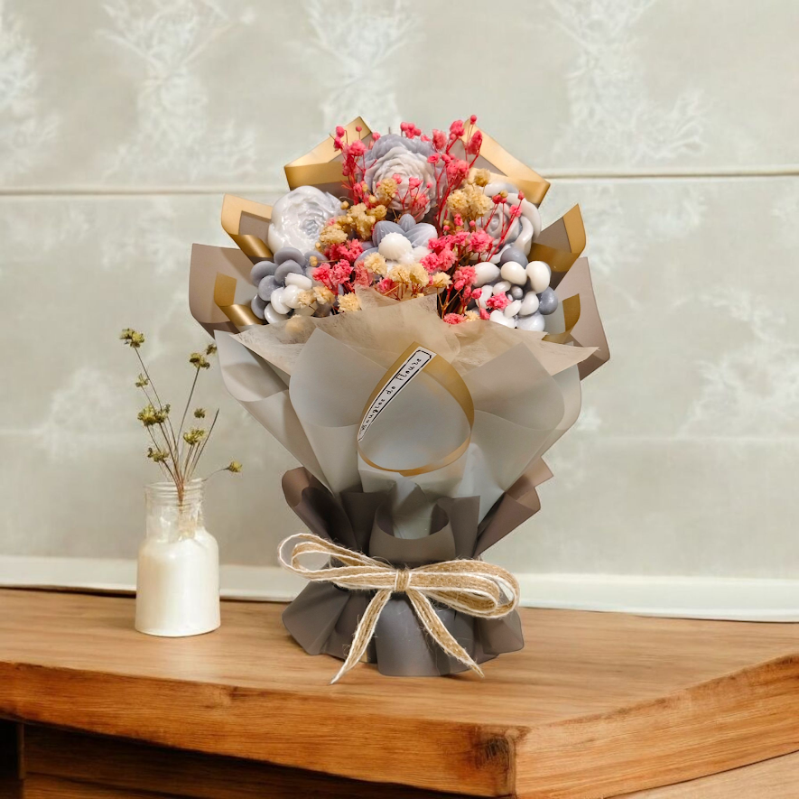 Mini Candle Flower Bouquet – Handmade Scented Gift