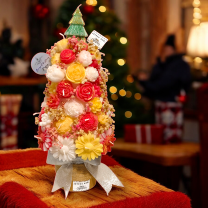 Festive Christmas Tree Candle Bouquet – Floral Arrangement