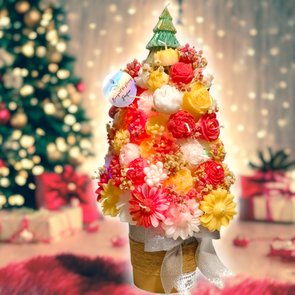 Festive Christmas Tree Candle Bouquet – Floral Arrangement