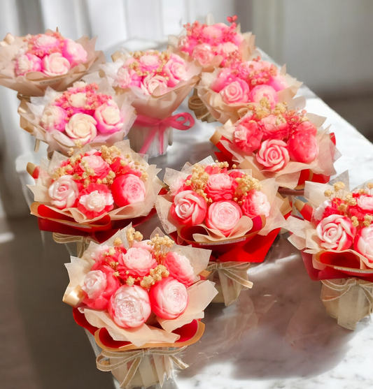 Mini Flower Bouquet and Scented Candle Surprise Gift for Family