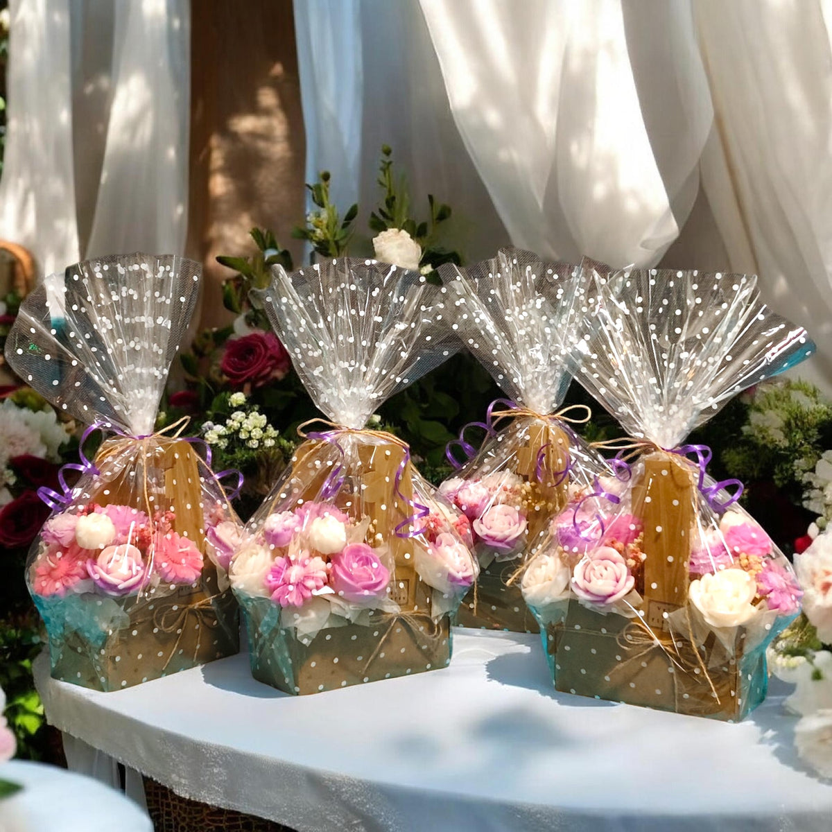 Artisan Flower Candle Bouquet Basket–Scented Collection