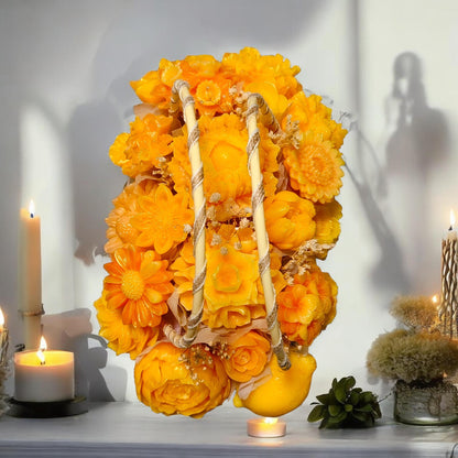 Medium Handcrafted Floral Candle Arrangement