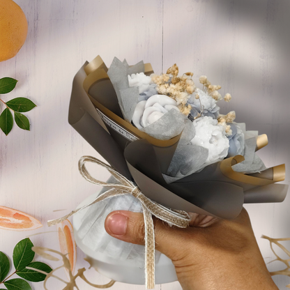 Mini Flower Bouquet and Scented Candle Surprise Gift for Family