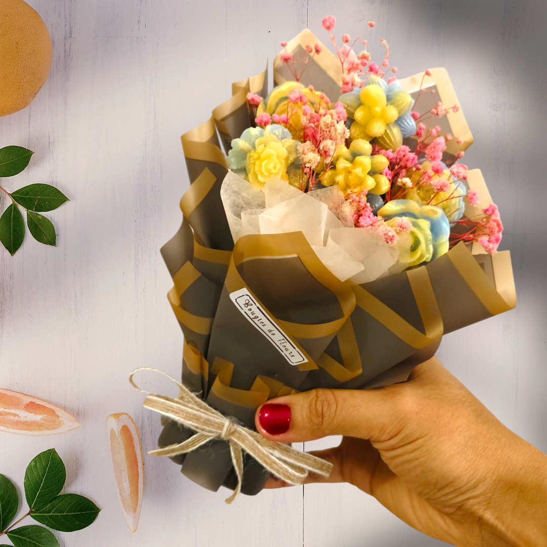 Mini Candle Flower Bouquet – Handmade Scented Gift