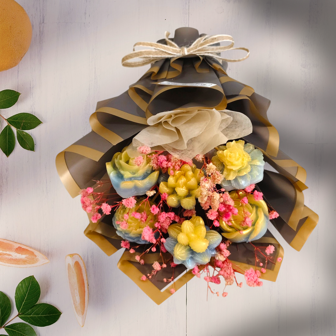 Mini Candle Flower Bouquet – Handmade Scented Gift