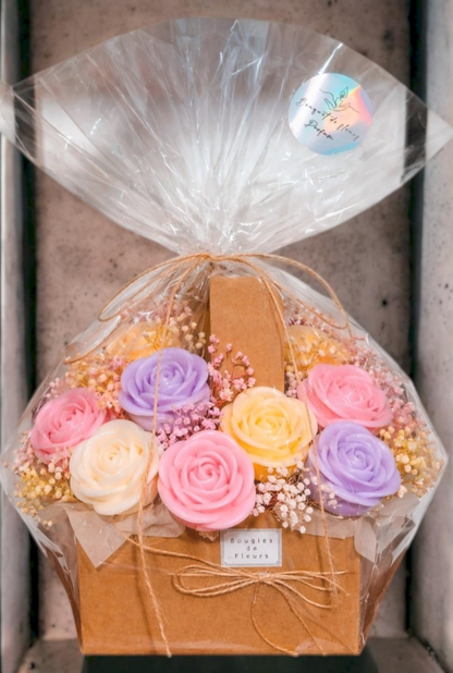 Artisan Flower Candle Bouquet Basket–Scented Collection