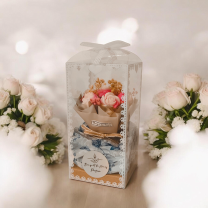 Mini Flower Bouquet and Scented Candle Surprise Gift for Family