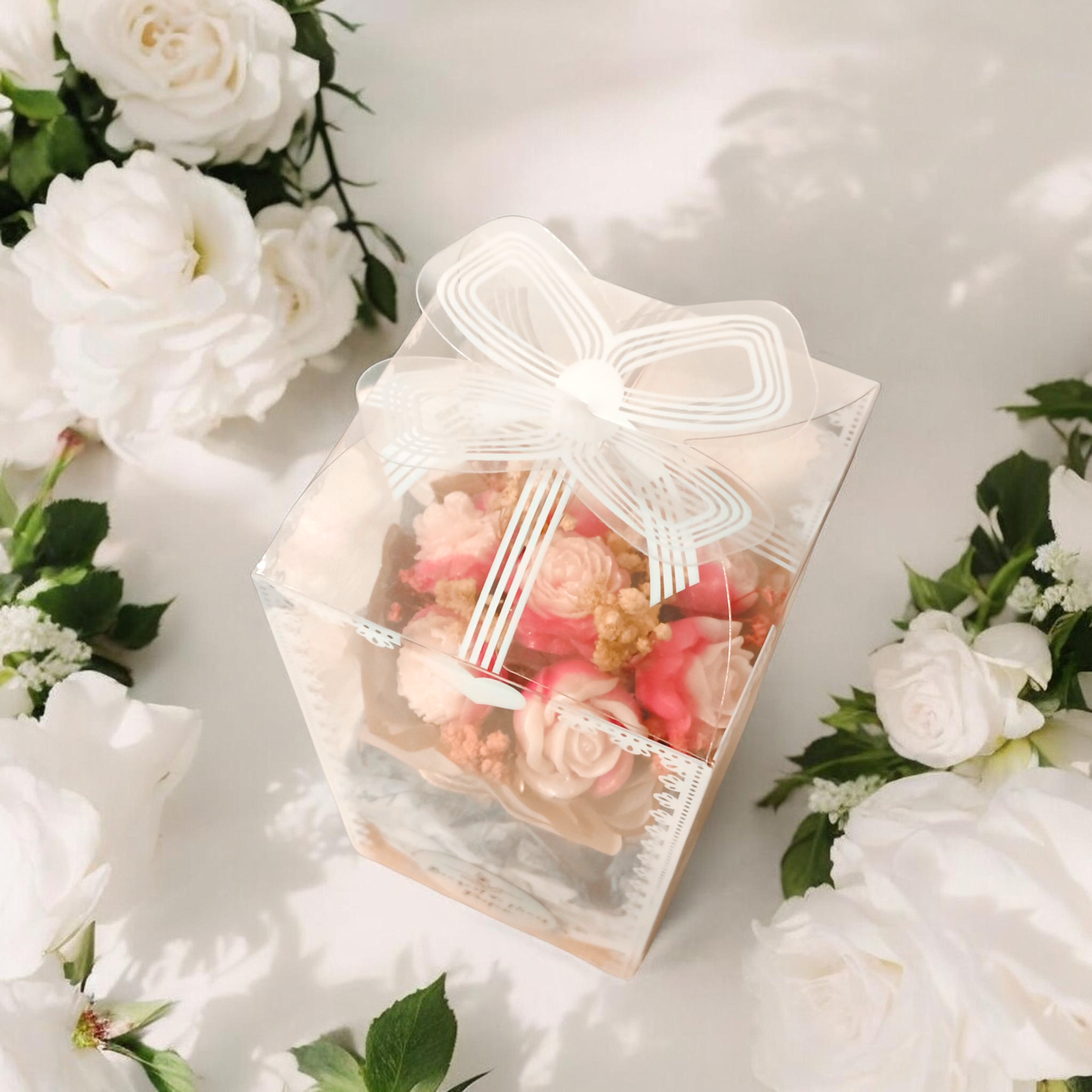 Mini Flower Bouquet and Scented Candle Surprise Gift for Family