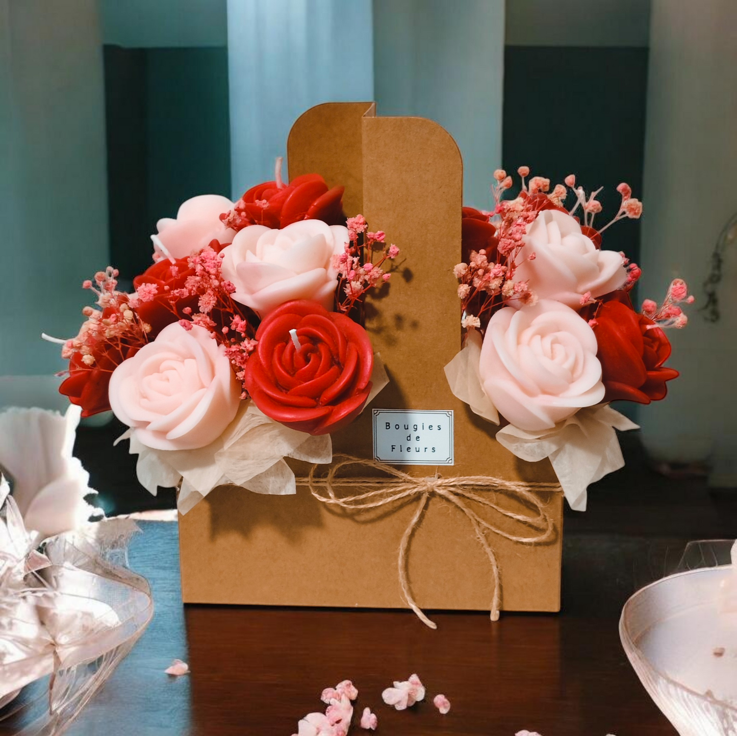Artisan Flower Candle Bouquet Basket–Scented Collection