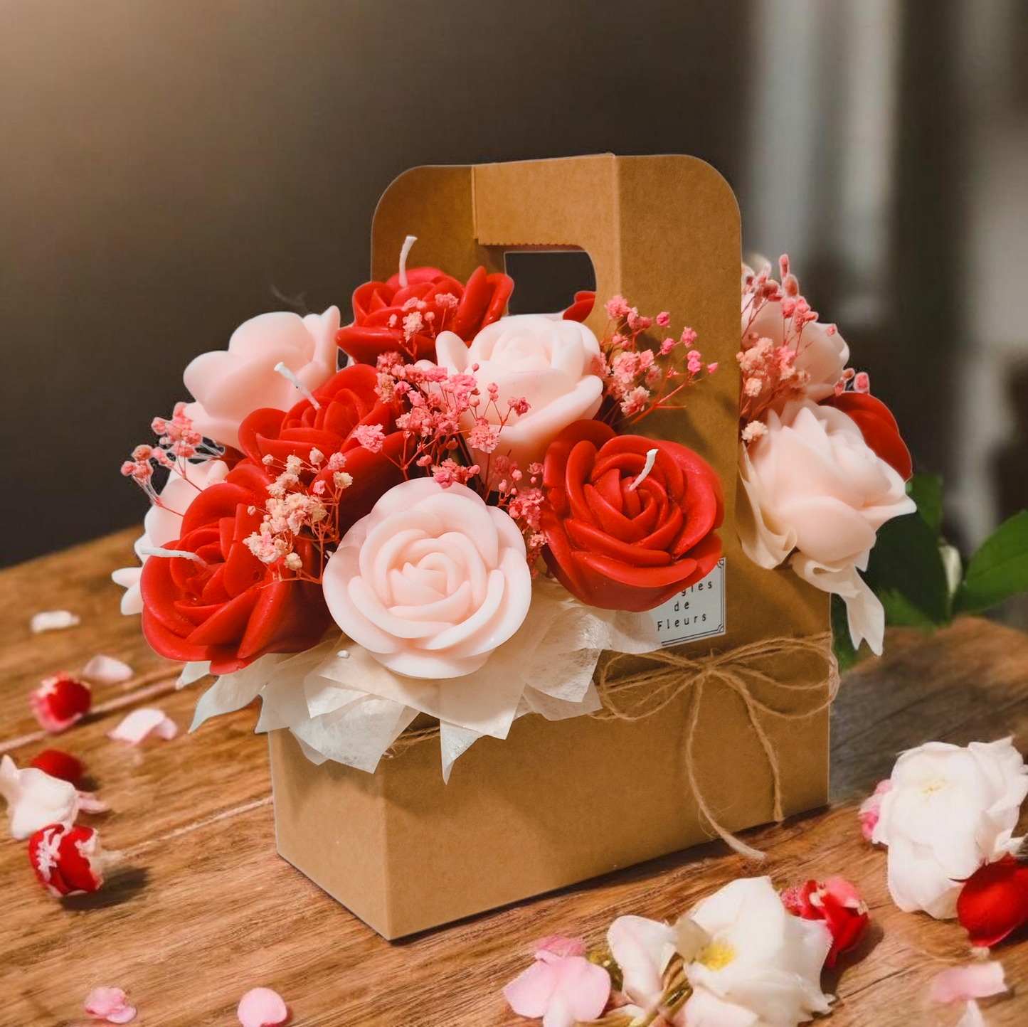 Artisan Flower Candle Bouquet Basket–Scented Collection