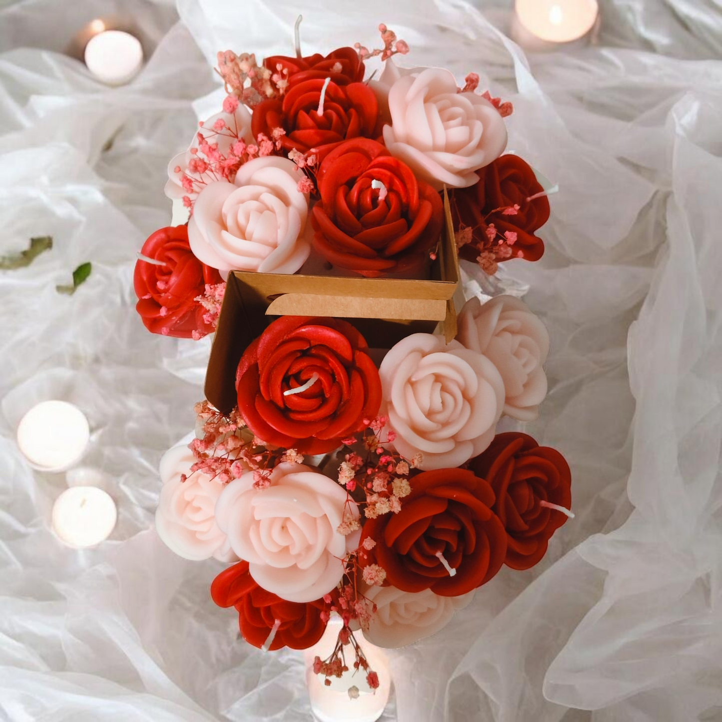 Artisan Flower Candle Bouquet Basket–Scented Collection