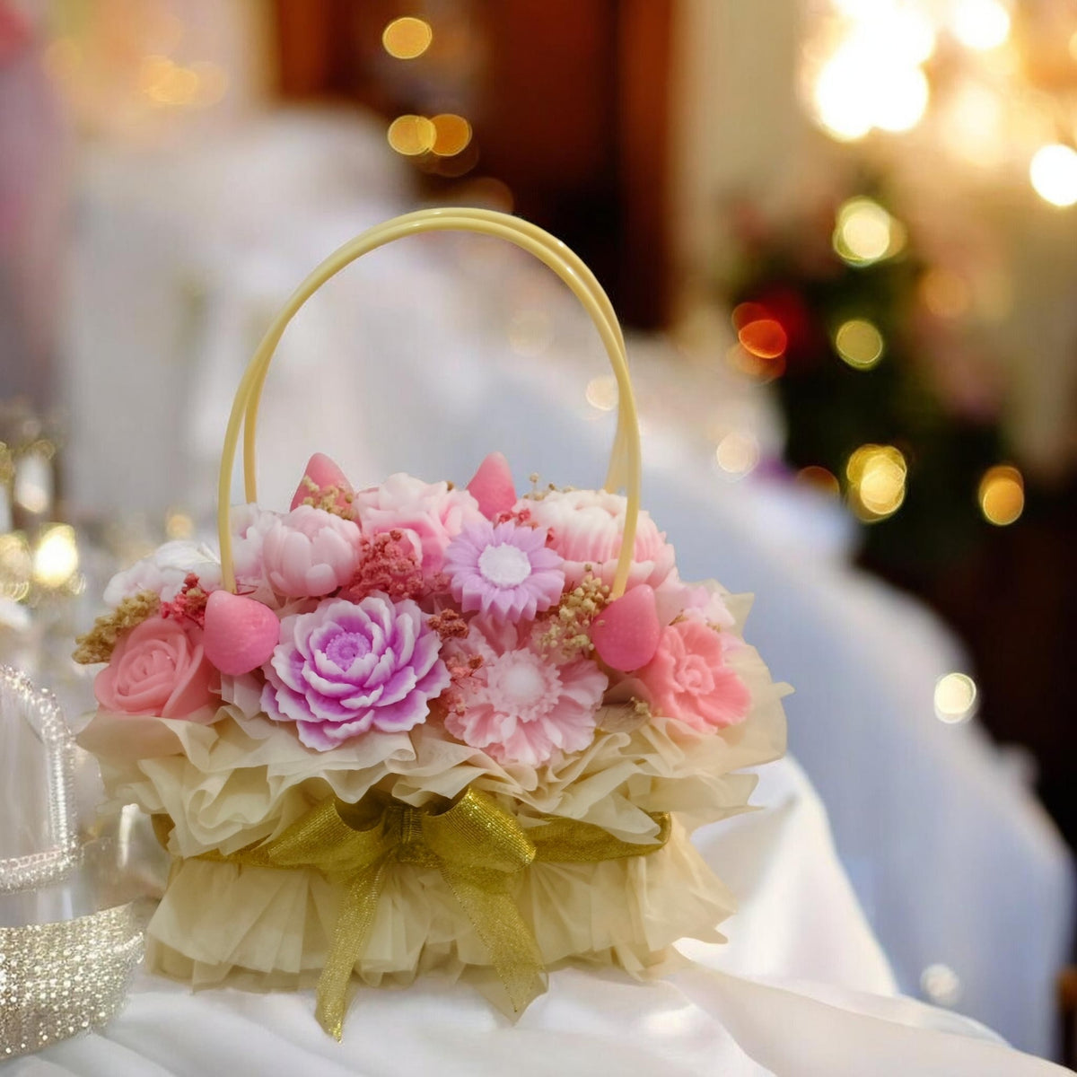 Medium Handcrafted Floral Candle Arrangement