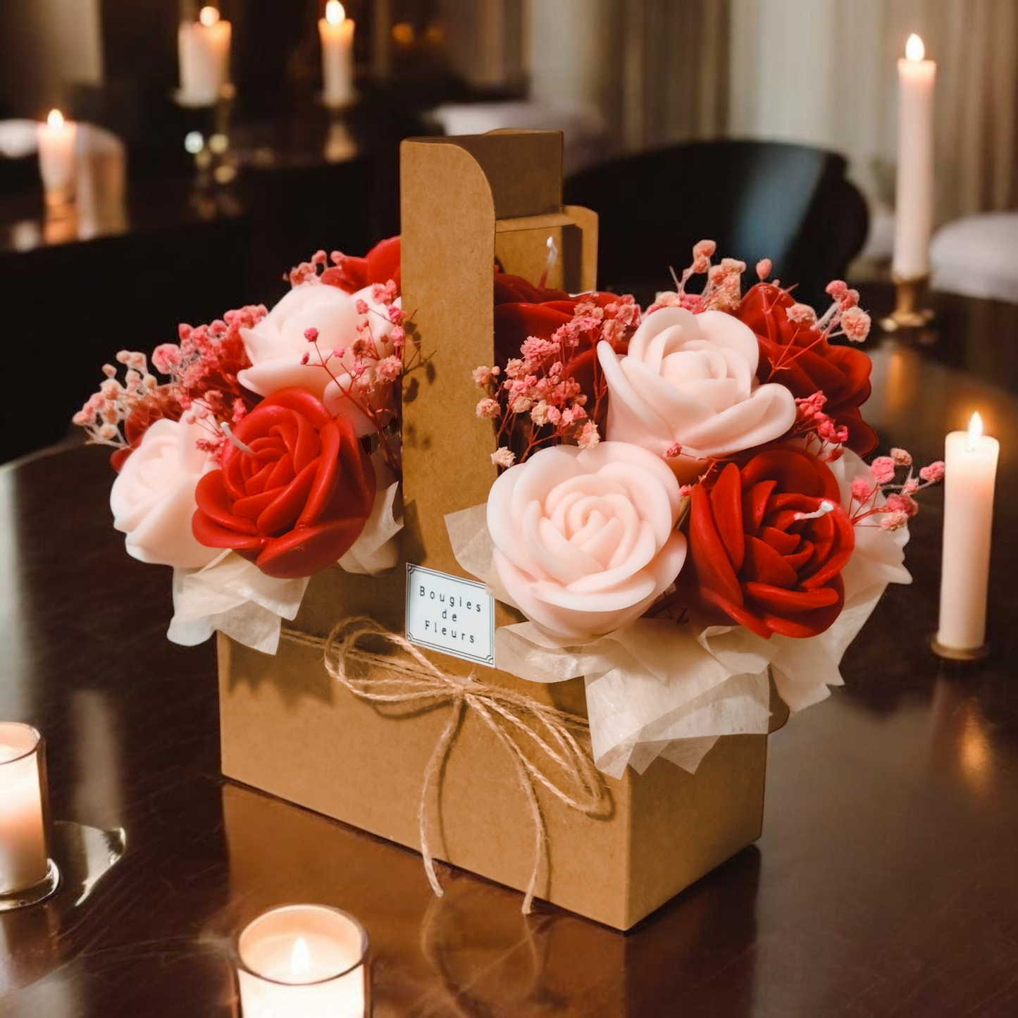 Artisan Flower Candle Bouquet Basket–Scented Collection
