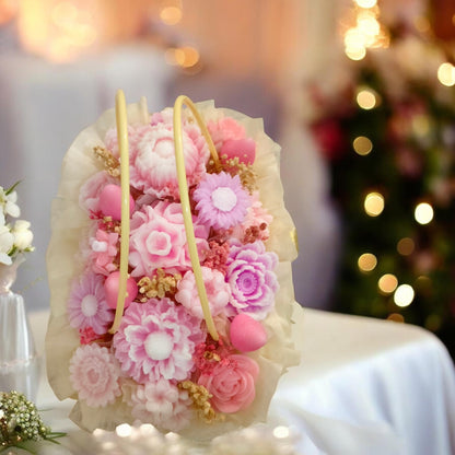 Medium Handcrafted Floral Candle Arrangement